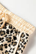 Leopard Print Contrast Trim Long Sleeve Pullover Short Set