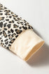 Leopard Print Contrast Trim Long Sleeve Pullover Short Set
