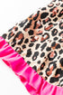 Leopard Print Contrast Trim Long Sleeve Ruffle Short Set
