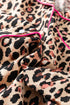 Leopard Print Contrast Trim Long Sleeve Ruffle Short Set