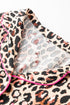 Leopard Print Contrast Trim Long Sleeve Ruffle Short Set
