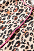 Leopard Print Contrast Trim Long Sleeve Ruffle Short Set