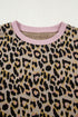 Leopard Print Contrast Trim Pullover Drawstring Short Sets