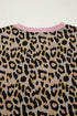 Leopard Print Contrast Trim Pullover Drawstring Short Sets