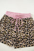 Leopard Print Contrast Trim Pullover Drawstring Short Sets