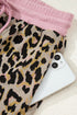 Leopard Print Contrast Trim Pullover Drawstring Short Sets