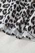 Leopard Print Contrast Trim Split Neck Long Sleeve Top