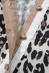 Leopard Print Contrast Trim Split Neck Long Sleeve Top