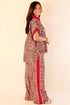 Leopard Print Contrast Trim Western Matching Pant Set