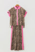 Leopard Print Contrast Trim Western Matching Pant Set