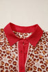 Leopard Print Contrast Trim Western Matching Pant Set