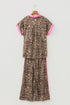 Leopard Print Contrast Trim Western Matching Pant Set