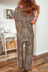 Leopard Print Contrast Trim Western Matching Pant Set