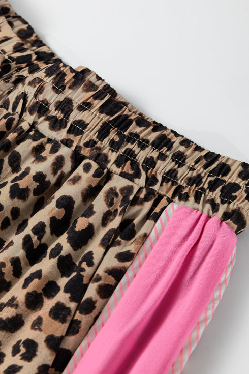 Leopard Print Contrast Trim Western Matching Pant Set