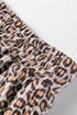 Leopard Print Corded Long Sleeve Drawstring Short Sets