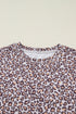 Leopard Print Corded Long Sleeve Drawstring Short Sets