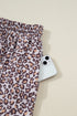 Leopard Print Corded Long Sleeve Drawstring Short Sets