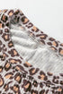 Leopard Print Corded Long Sleeve Drawstring Short Sets