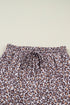 Leopard Print Corded Long Sleeve Drawstring Short Sets