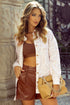 Leopard Print Corduroy Button Down Flap Pocket Jacket