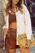 Leopard Print Corduroy Button Down Flap Pocket Jacket