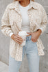 Leopard Print Corduroy Button Down Flap Pocket Jacket
