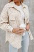 Leopard Print Corduroy Button Down Flap Pocket Jacket
