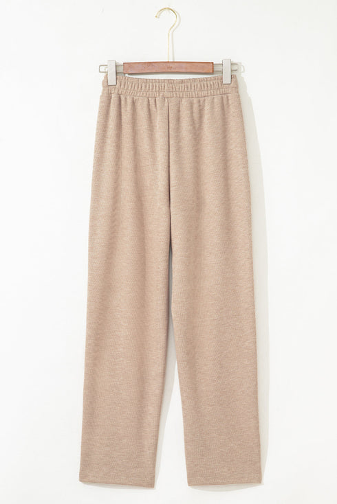 Leopard Print Corduroy High Waist Drawstring Trousers
