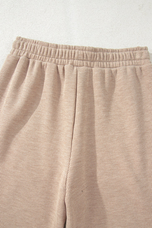 Leopard Print Corduroy High Waist Drawstring Trousers
