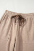 Leopard Print Corduroy High Waist Drawstring Trousers