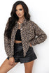 Leopard Print Corduroy Irregular Hem Buttoned Western Jacket
