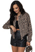 Leopard Print Corduroy Irregular Hem Buttoned Western Jacket