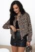 Leopard Print Corduroy Irregular Hem Buttoned Western Jacket