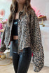 Leopard Print Corduroy Irregular Hem Buttoned Western Jacket