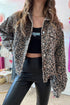 Leopard Print Corduroy Irregular Hem Buttoned Western Jacket