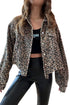 Leopard Print Corduroy Irregular Hem Buttoned Western Jacket