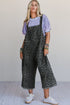 Leopard Print Cropped Wide Leg Denim Overalls Jumpsuit