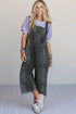 Leopard Print Cropped Wide Leg Denim Overalls Jumpsuit