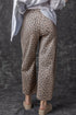 Leopard Print Drawstring Elastic Waist Wide Leg Jeans