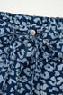 Leopard Print Drawstring Elastic Waist Wide Leg Jeans