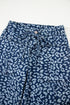 Leopard Print Drawstring Elastic Waist Wide Leg Jeans