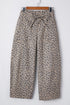 Leopard Print Drawstring Elastic Waist Wide Leg Jeans