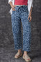 Leopard Print Drawstring Elastic Waist Wide Leg Jeans
