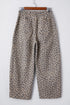 Leopard Print Drawstring Elastic Waist Wide Leg Jeans