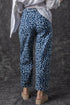Leopard Print Drawstring Elastic Waist Wide Leg Jeans