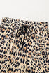 Leopard Print Drawstring Elastic Waist Wide Leg Pants