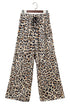 Leopard Print Drawstring Elastic Waist Wide Leg Pants