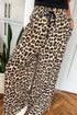 Leopard Print Drawstring Elastic Waist Wide Leg Pants