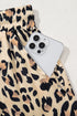 Leopard Print Drawstring Elastic Waist Wide Leg Pants