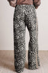 Leopard Print Drawstring Waist Straight Leg Jeans